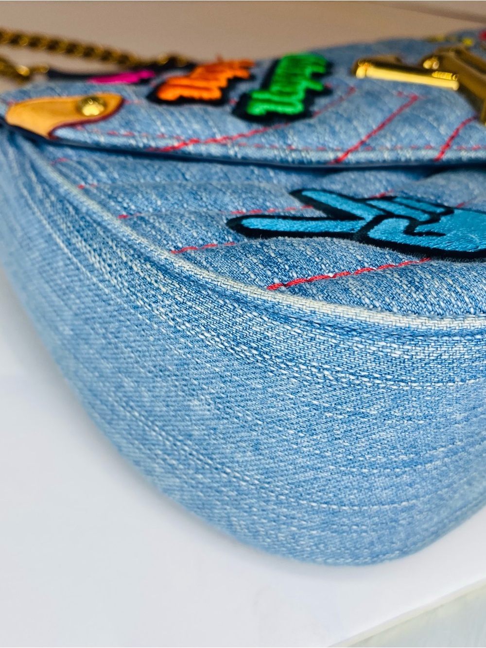 Louis Vuitton Denim Patchwork New Wave Shoulder Bag with Colorful Embroidered - Picture 7 of 12